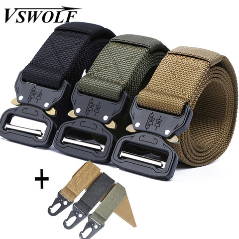 Ceinture militaire tactique en Nylon pour hommes, sangle de taille automatique avec boucle en métal de haute qualité pour la chasse ► Photo 1/6