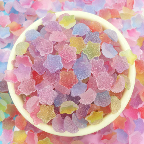 Cabochons en résine, 100 pièces, étoiles colorées, bonbons, dos plat, Simulation de faux aliments, Scrapbooking pour nœuds de téléphone, accessoires artisanaux DIY ► Photo 1/4