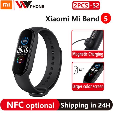 Xiaomi Mi bande 5 Bracelet intelligent 4 couleurs AMOLED écran Smartband Miband 5 Fitness Traker Bluetooth Sport étanche bande intelligente ► Photo 1/6