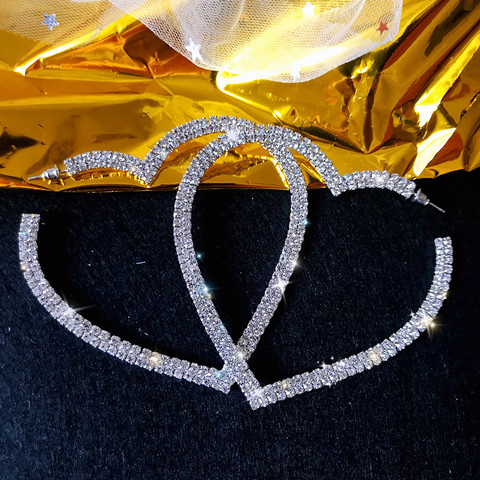 FYUAN grand coeur cristal boucles d'oreilles pour femmes Bijoux géométrique strass boucles d'oreilles déclaration Bijoux cadeaux de fête ► Photo 1/6