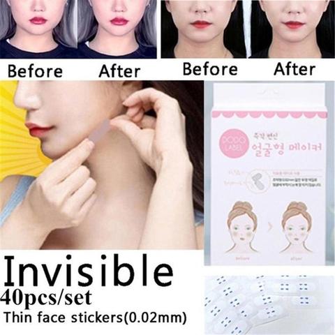 Autocollants de lifting de visage Invisible, 40 pièces, autocollant mince, dissolvant de points noirs, pour outils de lifting de visage, menton, bande, nettoyeur de pores ► Photo 1/6