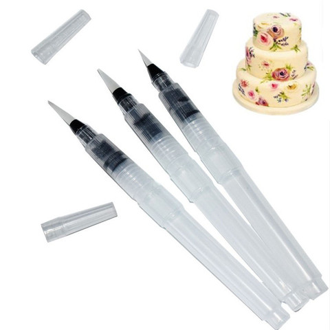 3 pièces/ensemble Coloriage Peinture À L'eau Stylo Fondant De Décoration De Gâteau En Plastique Aquarelle BRICOLAGE Fondant Gâteau Décoration Outils De Cuisson ► Photo 1/5