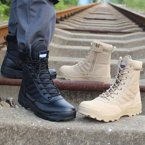 Nouvelles bottes militaires tactiques légères de haute qualité pour hommes chaussures de Combat bottes imperméables du désert accessoires de chasse Airsoft ► Photo 1/6