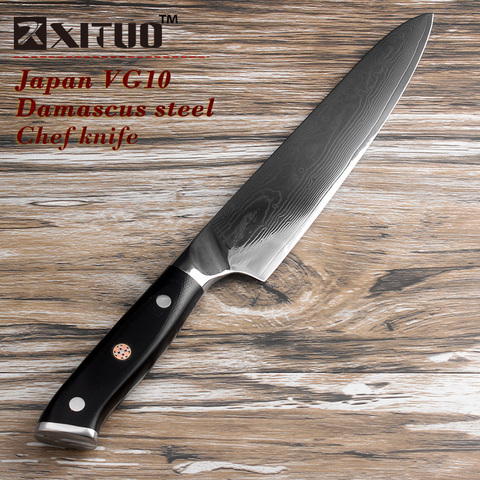 Qualité japon VG10 couteau de cuisine en acier damas G10 poignée + fleur de prunier meilleur cadeau couteau de chef couteau tranchant outil de cuisine Santoku ► Photo 1/6