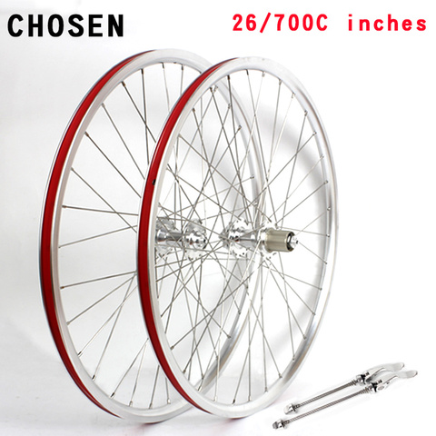 Jeu de roues de vélo de route 700C en alliage d'aluminium, 26 pouces, avec frein à disque, 7 à 10 vitesses, avant et arrière ► Photo 1/6