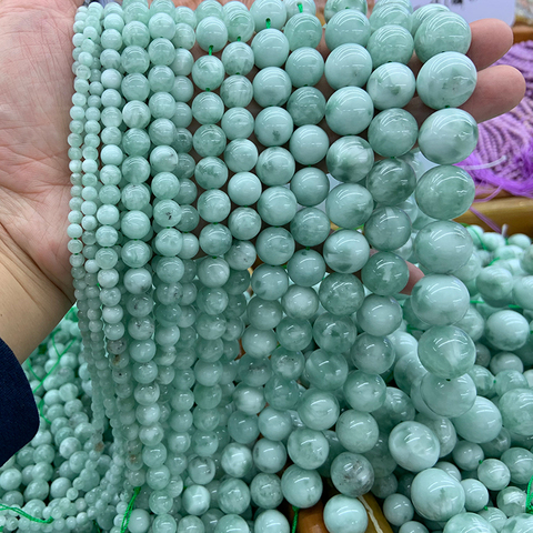 4-20mm perles d'angelite naturelle 15 ''rond vert Larimar bricolage perles de pierre en vrac pour la fabrication de bijoux perles femmes Bracelet collier ► Photo 1/6