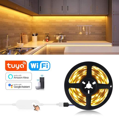 Bande lumineuse led connectée Tuya, wi-fi, 12V/5M, luminaire décoratif d'intérieur, idéal pour une chambre à coucher, une cuisine ou une maison connectée, compatible avec amazon Alexa et Google Home ► Photo 1/6