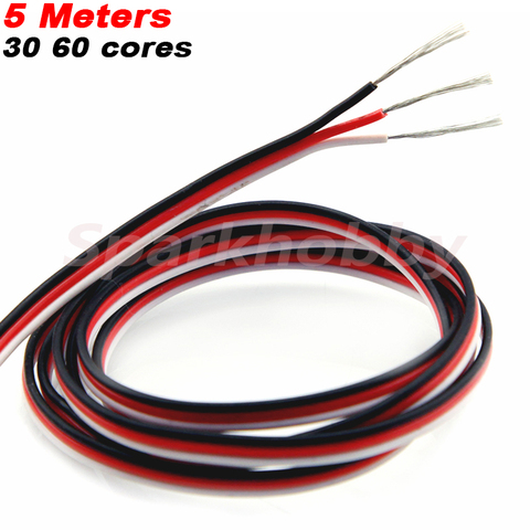 5 mètres 30 noyaux 60 noyaux rouge blanc noir servo câble d'extension plomb servo fil étendu pour JR Futaba RC modèle accessoires ► Photo 1/6