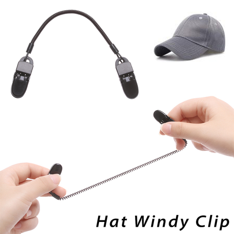 Casquette de pêche lunettes retenue chapeau laisse Windy clip de fixation noir Nylon cordon sangle et plastique coupe-vent Clips accessoires de pêche ► Photo 1/6