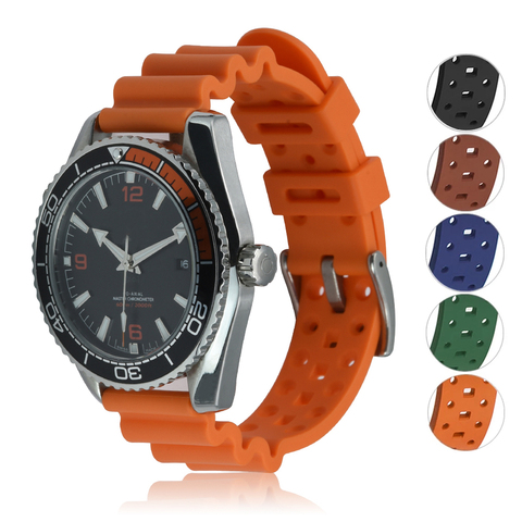 Caoutchouc de Silicone ondulé Bracelet 20mm 22mm à Dégagement Rapide Bracelets Plongée Étanche Pour Chaque Marque Bracelets De Montre ► Photo 1/6