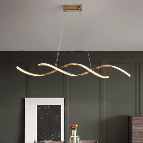 Lampe led suspendue au design nordique moderne pendentif led, luminaire décoratif d'intérieur, idéal pour un salon, une boutique, finition chromée et or ► Photo 1/6