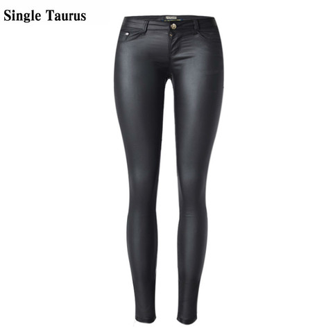 Jean slim en cuir Pu pour femmes, taille basse, Sexy, Push-Up, noir, pantalon crayon, Mujer aloni Donna, Europe ► Photo 1/6