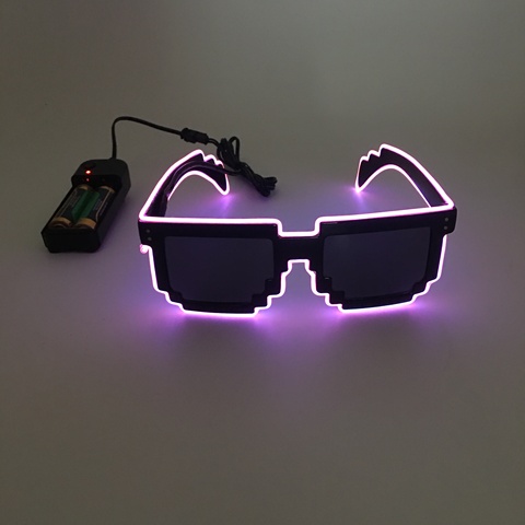 EL fil 8 bits lunettes LED clignotant lunettes brillant fête fournitures lunettes lumineuses lumière vive Festival fête lueur lunettes de soleil ► Photo 1/6