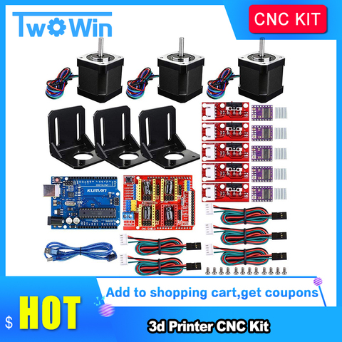 Kit de CNC imprimante 3d professionnelle + carte UNO R3 + rampes 1.4 commutateur mécanique butée finale + pilote moteur DRV8825 + moteur Nema 17 ► Photo 1/6