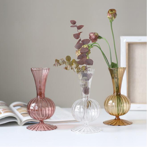 Vase en verre pour fleurs modernes, décoration de maison, petit Vase coloré, plantes hydroponiques, décoration de mariage, Style japonais ► Photo 1/6