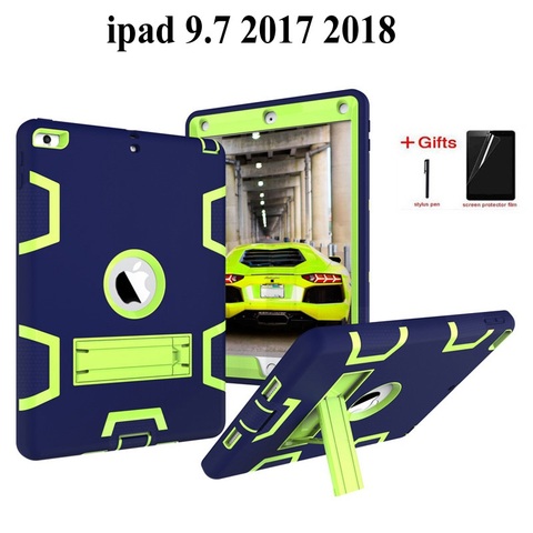 Étui résistant aux chocs pour iPad 9.7 2022 6th génération avec enfants couverture arrière en silicone pour ipad 9.7 2017 étui + cadeaux ► Photo 1/6