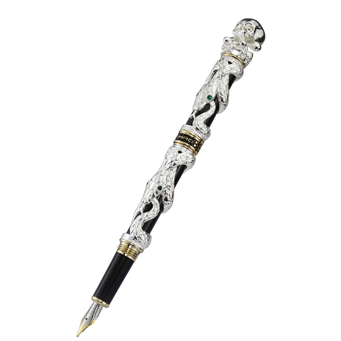 Jinhao métal Vintage stylo plume crâne squelette Unique stylo capuchon Fine plume 0.5mm argent lourd Collection bureau affaires cadeau stylo ► Photo 1/1