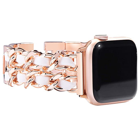 Bracelet de chaîne respirant pour Bracelet de montre Apple 6 44/40mm 38/42mm femmes bijoux ceinture en métal pour i Bracelet de montre Serie SE 6 5 4 3 Bracelet ► Photo 1/6