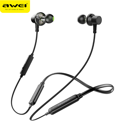 AWEI G20BLS/G20BL/G30BL sans fil Bluetooth écouteurs avec Microphone double pilote bruit annuler Sport casque 3D basse ► Photo 1/6