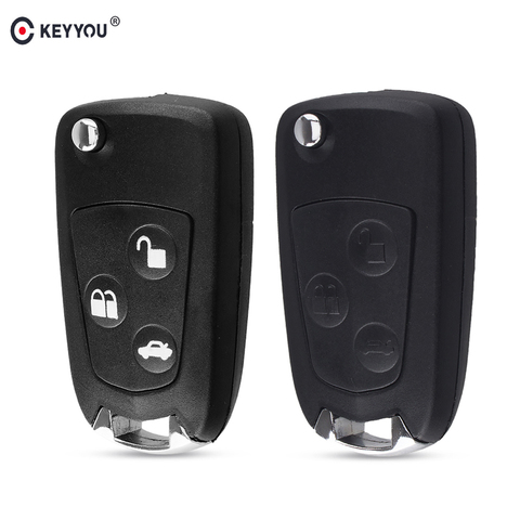 KEYYOU-coque pour clé télécommande pliable non découpée à 3 boutons, pour clé Ford Focus Mondeo, Fiesta KA, styliste ► Photo 1/6