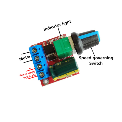 Module de contrôle de vitesse de moteur, 5a, 90W PWM 12V cc, Module de contrôle de vitesse de moteur DC-DC 4.5V-35V, régulateur de vitesse réglable, commutateur de régulateur 24V ► Photo 1/3