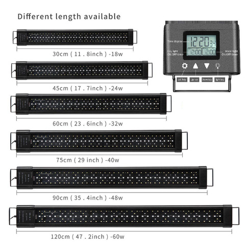 Lumière Led à spectre complet pour Aquarium, avec coque en alliage d'aluminium, supports extensibles, contrôleur externe pour Aquarium d'eau douce ► Photo 1/6