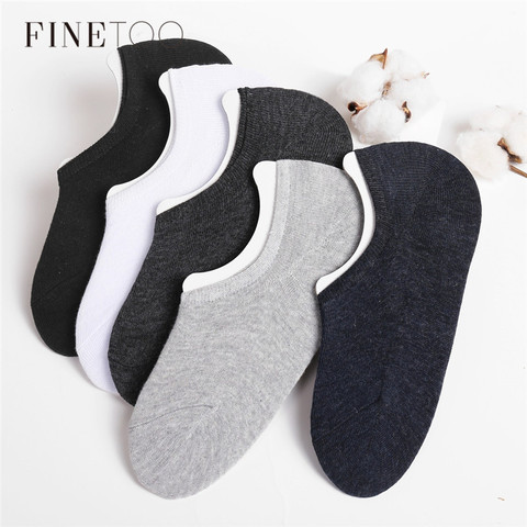 FINETOO 5 – chaussettes de sport pour hommes, décontractées, couleur unie, bateau, respirantes, en coton, Style fin, printemps été, paires/ensemble ► Photo 1/6