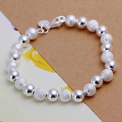 Bracelet de sable exquis, perles argentées estampées, de mode, modèles simples, mignons, mariage, cadeau d'anniversaire pour femmes, H084 ► Photo 1/6