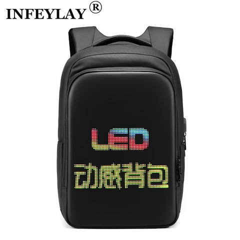 INFEYLAY – sac à dos avec écran LED pour homme et femme, sacoche de voyage d'affaires, pour ordinateur portable, pour l'école, avec écran multimédia ► Photo 1/6