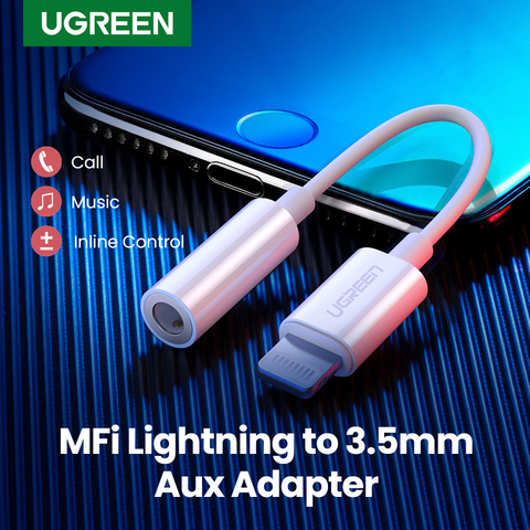 Ugreen MFi Lightning à 3.5mm Jack casque adaptateur 3.5 AUX câble convertisseur pour iPhone 12 SE 11 11 Pro Max X XR iPhone 7 8 8P ► Photo 1/6