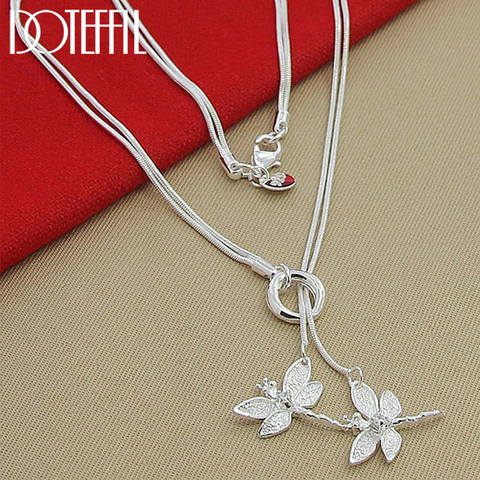 Doteffle-collier pendentif en argent Sterling 925 pour femmes, chaîne à deux libellules, fiançailles, mariage, bijoux ► Photo 1/6