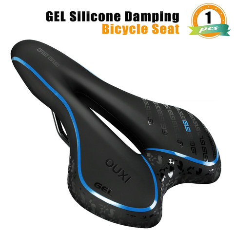 Selle de vélo en Silicone avec coussinets pour le cyclisme, Surface en cuir PU rempli de Gel, pour le temps, confortable, antichoc ► Photo 1/6