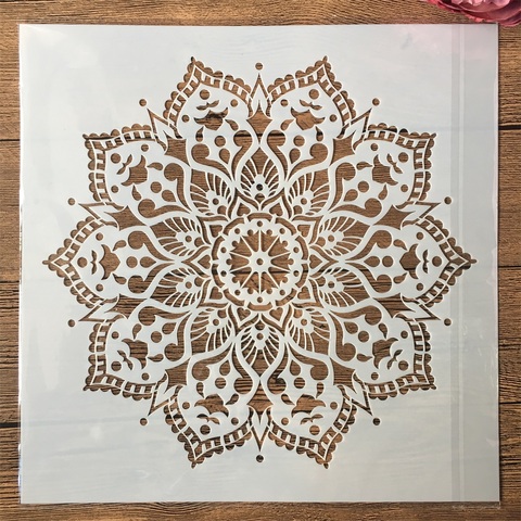 30*30cm grande géométrie Mandala Lotus bricolage pochoirs de stratification peinture Scrapbook coloriage gaufrage Album modèle décoratif ► Photo 1/1