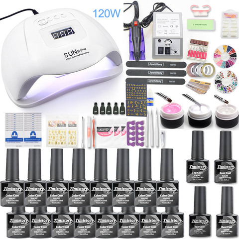 120W ongles lampe ensemble d'ongles 20/10 couleurs vernis à ongles Gel ensemble Kit lampe à UV LED manucure électrique perceuse Machine ongles Art outils ► Photo 1/6