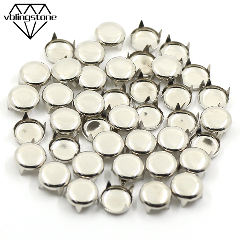 Rivets à quatre griffes ronds en métal, 100 pièces, pour cuir argent 6/7/8/9/10/12MM, clous pour vêtements, accessoires pour sacs, bricolage ► Photo 1/6