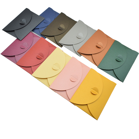 Mini enveloppes colorées en carton épais pliables, 11 pièces, avec boucle autobloquante, lettres, couverture de carte-cadeau ► Photo 1/6