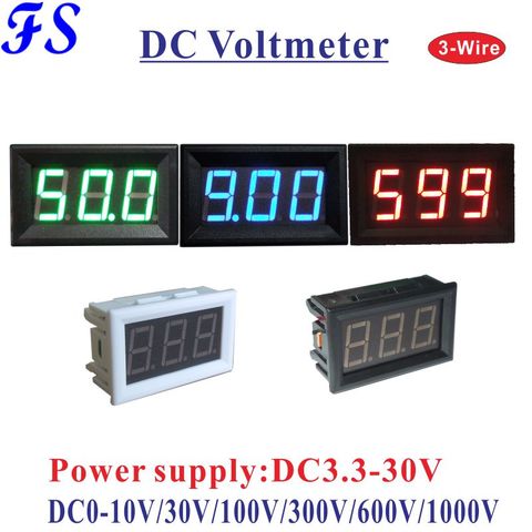 Voltmètre numérique à trois fils LED, voltmètre, DC 0-10V 30V 100V 300V 600V 1000V, testeur de tension ► Photo 1/6