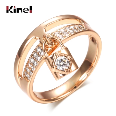 Kinel – bague de luxe en or Rose 585 pour femmes, bijoux de mariage fins, incrustés de zircons naturels, accessoires ► Photo 1/6
