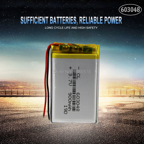 Batterie Lithium-polymère Rechargeable, 3.7V, 900mAh, 603048 cellules li-ion, pour DVD, GPS, MP3, MP4, MP5, PDA, PSP ► Photo 1/4