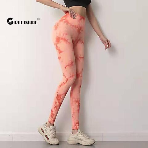 Chrloisirs cravate colorant Leggings Sport femmes Fitness Sexy taille haute Yoga pantalon coloré Sport collants course entraînement vêtements de Sport ► Photo 1/6