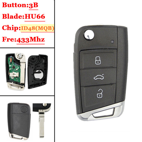 XNRKEY Voiture Flip G Clé À Distance 433MHz avec ID48 Puce pour V-W Skoda Octavia A7 MQB Golf VII Golf7 Golf MK7 2017 Pas Malin ► Photo 1/6