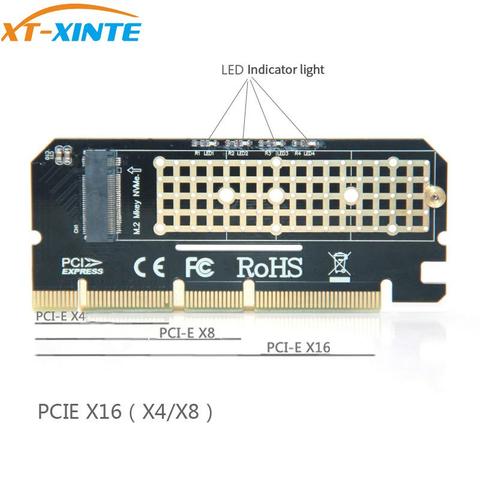 Carte d'extension M.2 pour NVMe SSD NGFF vers PCIE 3.0x16, adaptateur de réseau Led, clé M, PCI Express, pleine vitesse ► Photo 1/5