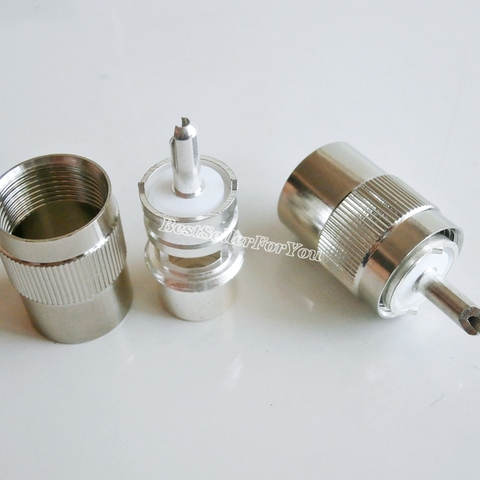 Adaptateur Coaxial RF en laiton, UHF mâle PL259 SO239 SO-239, prise de soudure, RG58 RG142 RG223 RG400 LMR195 50-3, câble ► Photo 1/4