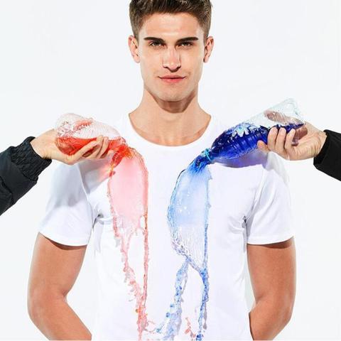 Anti-sale imperméable à l'eau hommes t-shirt créatif hydrophobe inoxydable respirant Antifouling séchage rapide haut à manches courtes randonnée chemise ► Photo 1/6