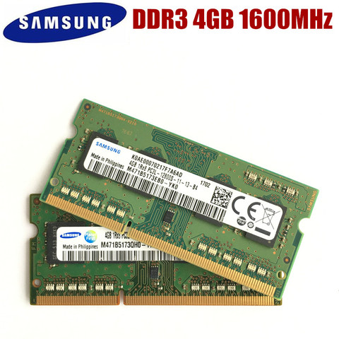 SAMSUNG-pc portable 4 go 1RX8 PC3L 12800S DDR3, mémoire de 4 go 1600 Mhz, Module SODIMM RAM, 4 go PC3L, 12800S 1600 MHZ ► Photo 1/1