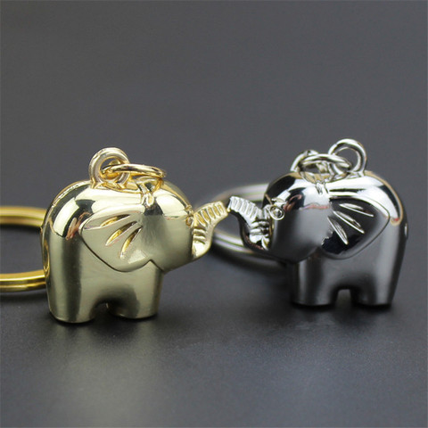 Porte-clés éléphant en alliage d'argent et or avec joli animal de compagnie, cadeau de fête, cadeau pour femmes ► Photo 1/6