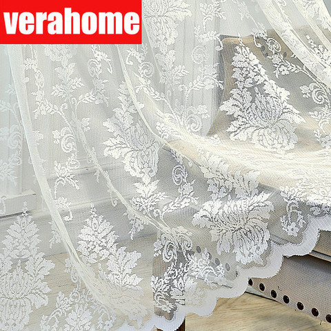 Dentelle blanche tulle rideaux pure pour salon chambre fenêtre rideaux européens ► Photo 1/6