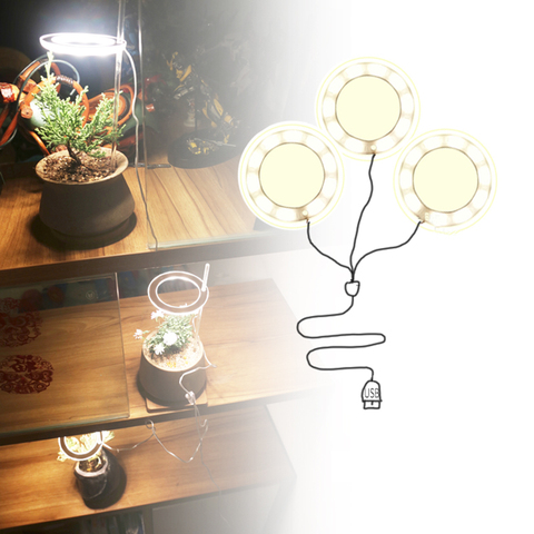 Ange trois anneaux poussent la lumière DC5V USB Phytolamp pour les plantes Led lampe à spectre complet pour les plantes d'intérieur semis maison fleur Succulet ► Photo 1/6