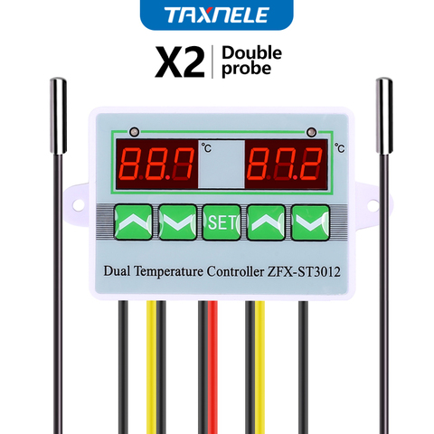 1 micro-ordinateur ZFX-ST3012 AC110-220V cc 12V 24V, commutateur de contrôleur de température électronique, double contrôle de température, double sonde ► Photo 1/6