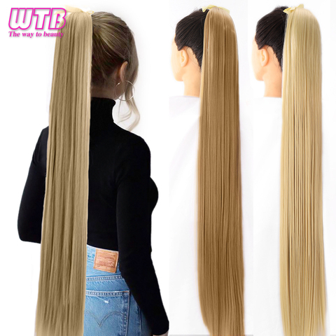 WTB-extension capillaire synthétique lisse et soyeuse pour femmes, postiche à Clip, faux cheveux, 80cm ► Photo 1/6